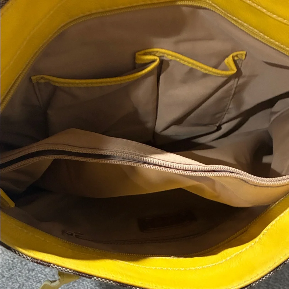 Nine West Geometric Brown and Yellow Tote - Picture 3 of 7